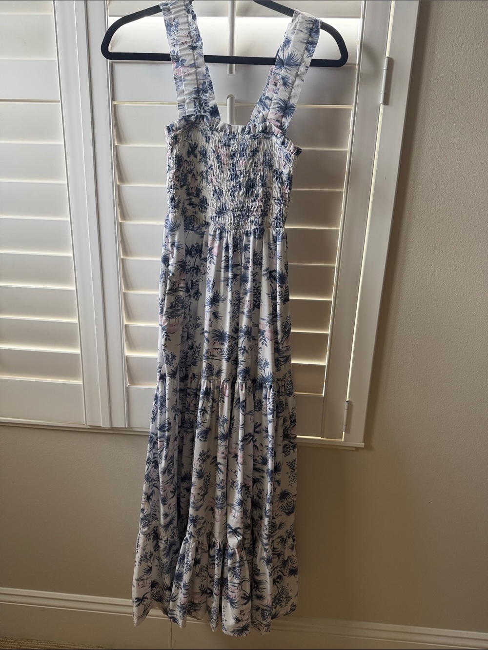 Abercrombie & Fitch White Maxi Dress with Blue Floral Print